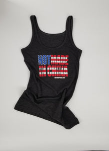 WOMEN'S HEATHER GRAY DISSTRESSED NOT MADE IN CHINA TANK!